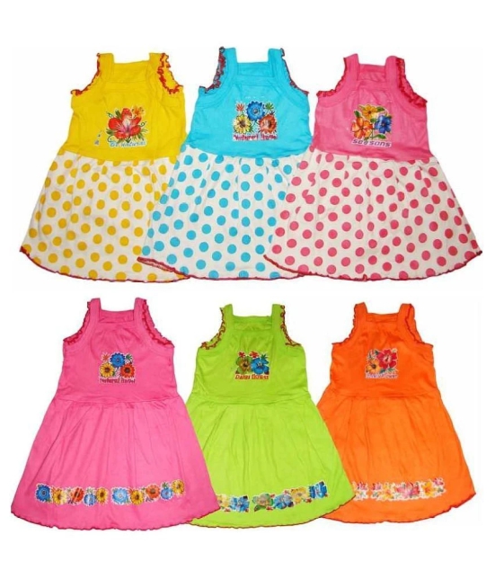 Baby girls cotton printed frock (pack of 6) - None