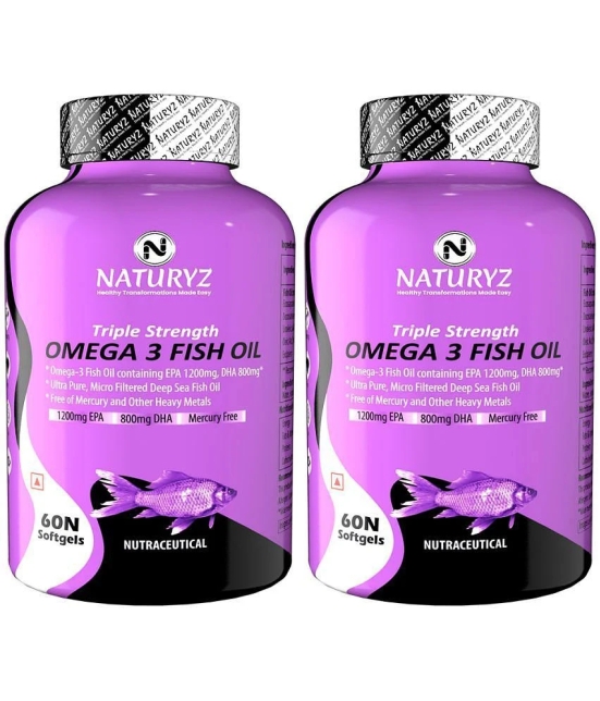 NATURYZ Triple Strength Omega 3 Fish Oil 2500 Mg with Highest EPA 1200mg, DHA 800mg - 120 Softgels