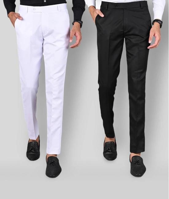 MANCREW - Black Polycotton Slim - Fit Mens Formal Pants ( Pack of 2 ) - None