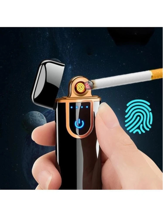 HORSE FIT Smart Fingerprint Sensor Lighter with Indicator Light, Compact & Portable Design, Smart Sensor Gas Lighter, USB Rechargeable Lighter Touch Screen - Black