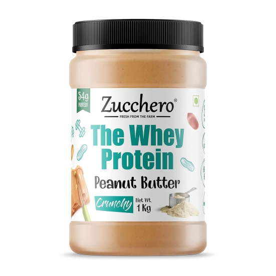 Zucchero Whey Protein Peanut Butter, Crunchy, 1 Kg - High Performance Spread | 34G Protein