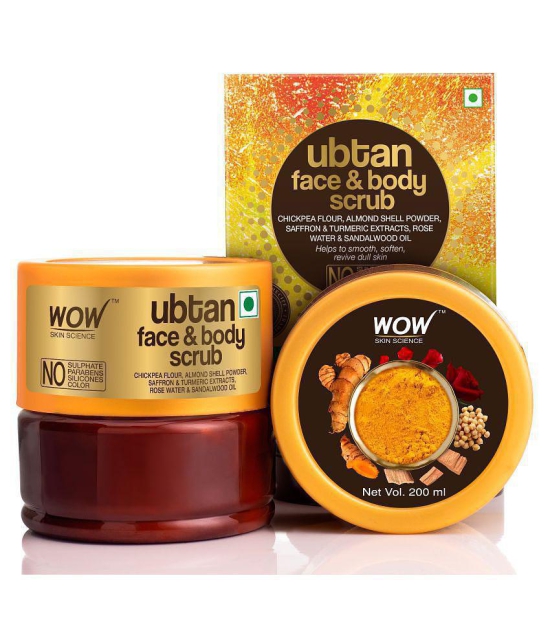 WOW Skin Science Ubtan Face & Body Scrub - No Sulphate, Parabens, Silicones & Color - 200 mL