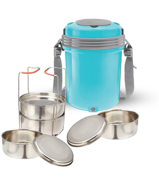 Milton Electron Stainless Steel Tiffin Box Set, 360ml/158mm, Set of 4, Blue