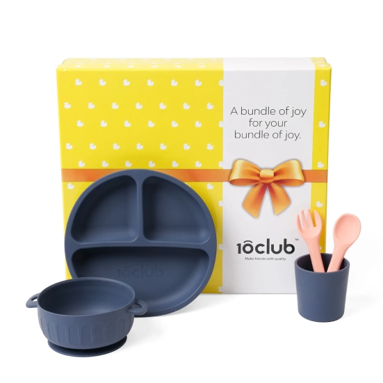 Silicone Kids Dining Gift Set Blue-Pink