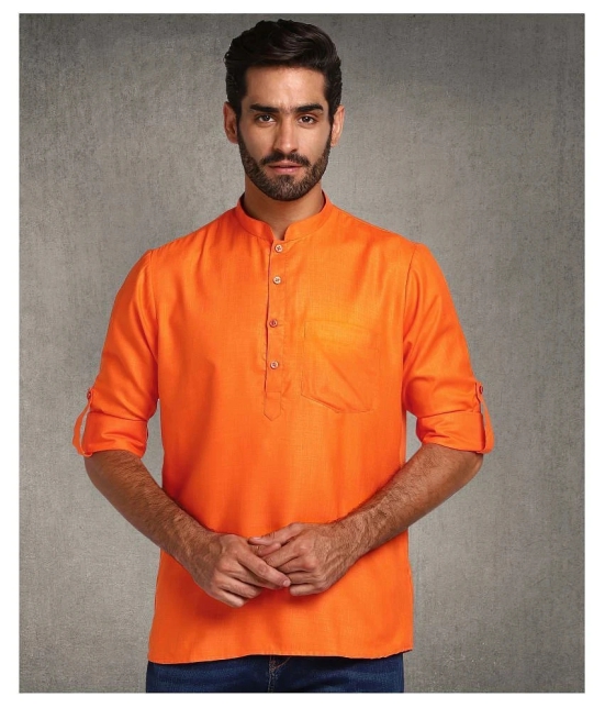 Hangup Orange Polyester Blend Kurta Single - None