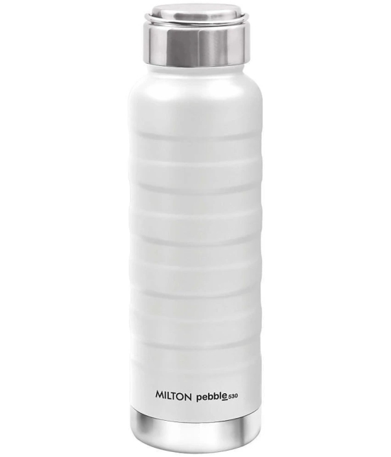 Milton Pebble 530 Thermosteel 24 Hours Hot and Cold Water Bottle, 530 ml, White - White