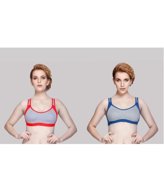 Kiran Enterprises Multicolor Cotton Non Padded Womens T-Shirt Bra ( Pack of 2 ) - None