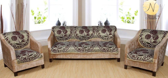 Nendle? Latest 5 Seater Sofa Cover Set - Set of 6 - Brown