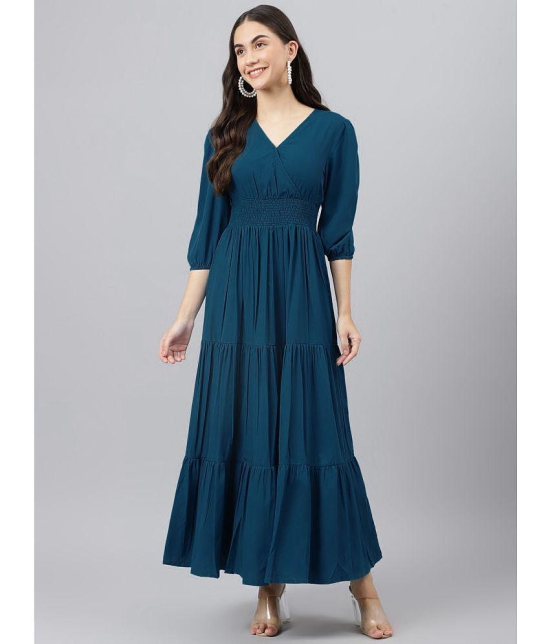 JASH CREATION - Blue Rayon Women's Fit & Flare Dress ( Pack of 1 ) - None