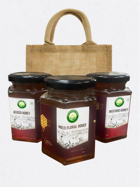 Honey Gift Bag (Beri  Honey-500gm, Multi Floral Honey-500gm, Mustard Honey-500gm)