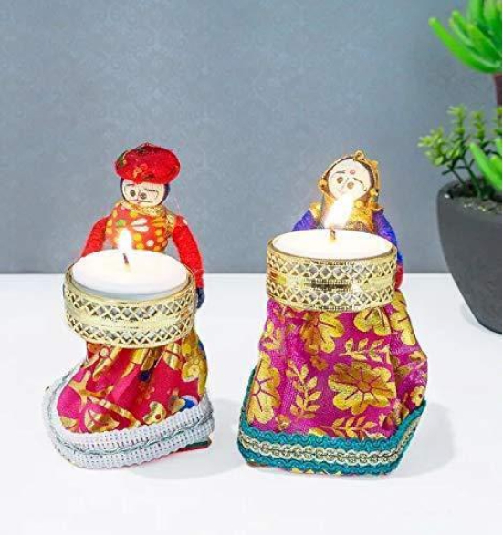 Puppet Tealight Holder (Multicolor, Pack of 4)-Free Size