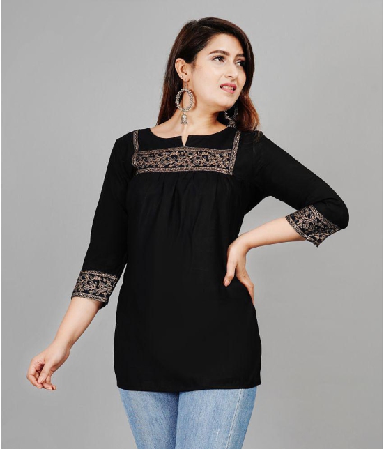 Smien - Black Rayon Womens Ethnic Tunic ( Pack of 1 ) - None