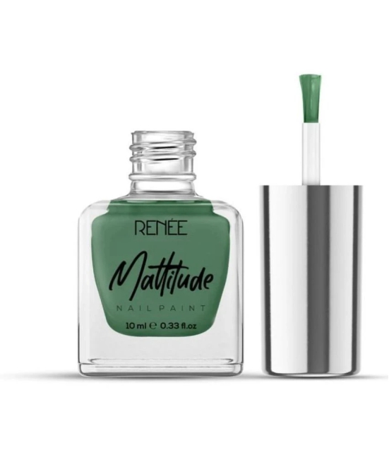 RENEE Mattitude Nail Paint - Moss Green, Quick Drying, Matte Finish, 10ml