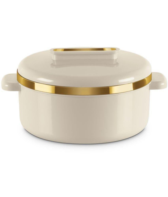 Milton Curve 2500 Inner Stainless Steel Casserole, 2.15 Litres, Ivory | BPA Free | Food Grade | Easy to Carry | Easy to Store | Chapati | Roti | Curd Maker - Ivory