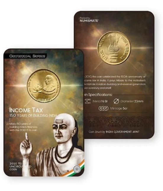 Rs.5 Income Tax 150 Years of Building India Commemorative Coin Card – Special Edition