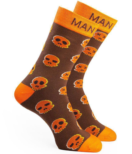 Man Arden Halloween Edition Designer Socks, Casual, Office, Egyptian Premium Cotton Quality, 1 Pair - Brown