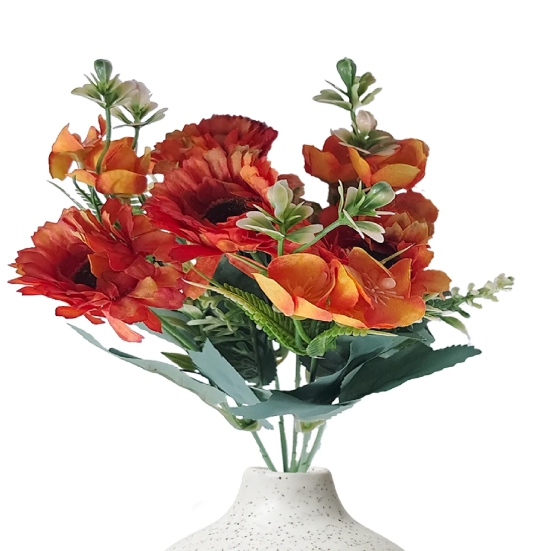 Gerberas and Fern Artificial Flowers Orange