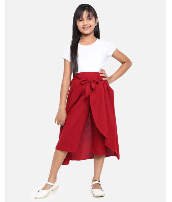 ADDYVERO Solid Girls Flared Maroon Skirt - None