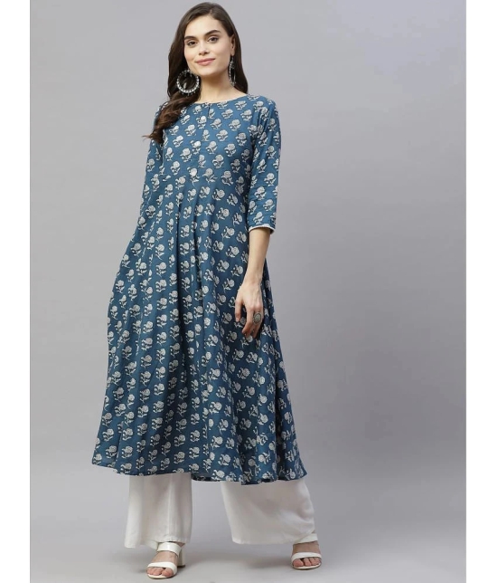 miravan - Blue Cotton Womens Anarkali Kurti ( Pack of 1 ) - None