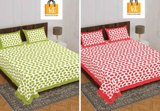 Bedsheet  Adda -100% Pure Cotton Jaipuri Printed Double Bedsheet-123