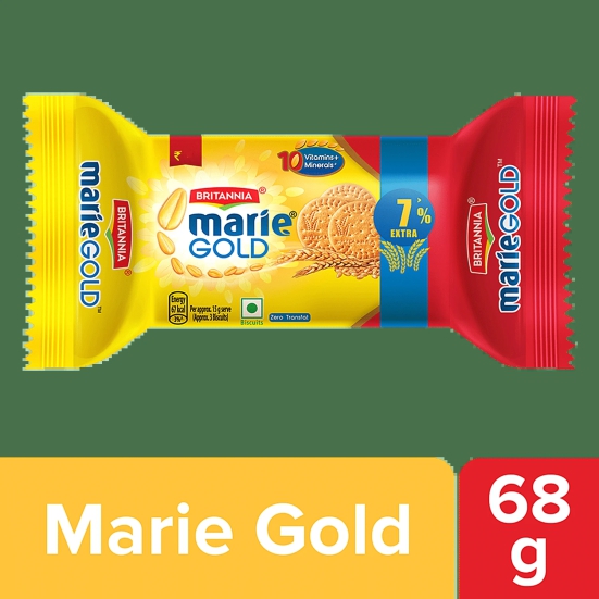 Britannia Marie Gold Biscuits - Light & Crisp, Tea Time Snack, No Trans-Fat, 68 G Pouch