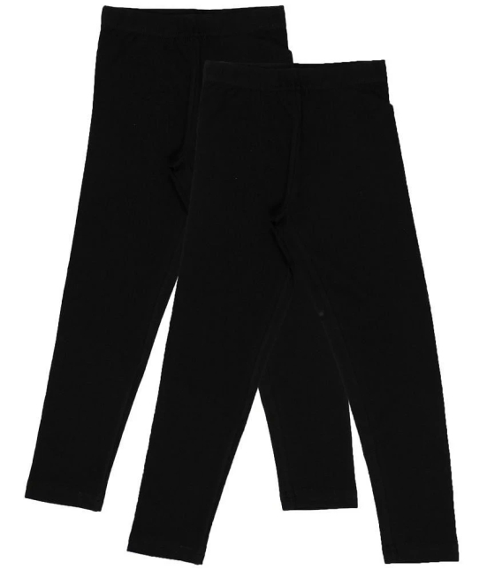 DYCA Pack of 2 Girls Cotton Blend Leggings ( Black ) - None