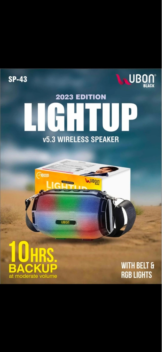 ubon 2024 edition sp-43 wireless bluetooth speaker with belt and rgb lights