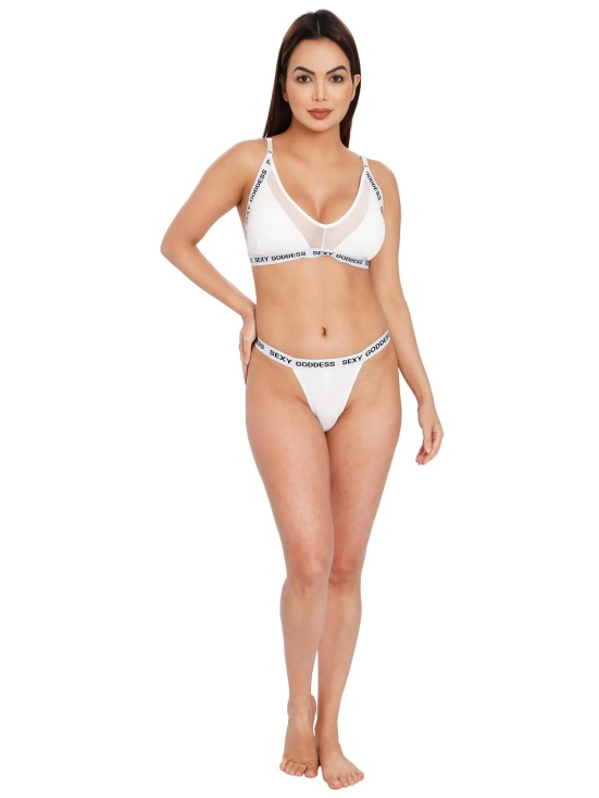 Linda Bralette & Thongs Set-White / S