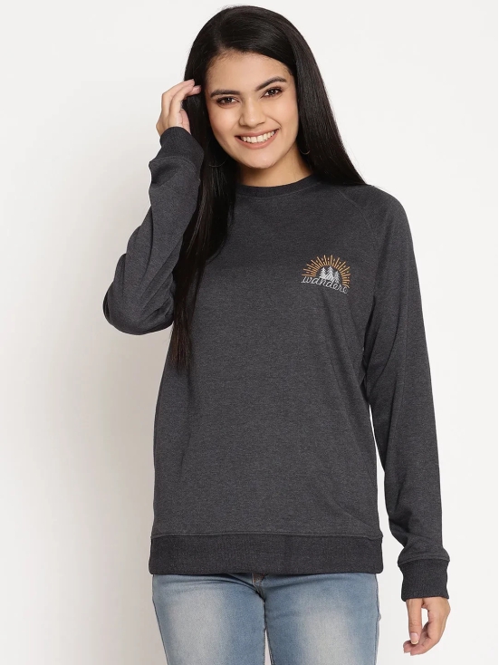 Women Wanderer Black Solid Sweatshirt-XXL