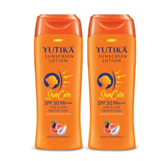 Yuthika Sunscreen Lotion SPF 30 PA+++ with UVA & UVB Protection, Sun Cream for All Skin Types - 300ml Pack of 2