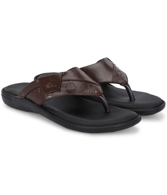 Leeport Brown Mens Thong Flip Flop - None