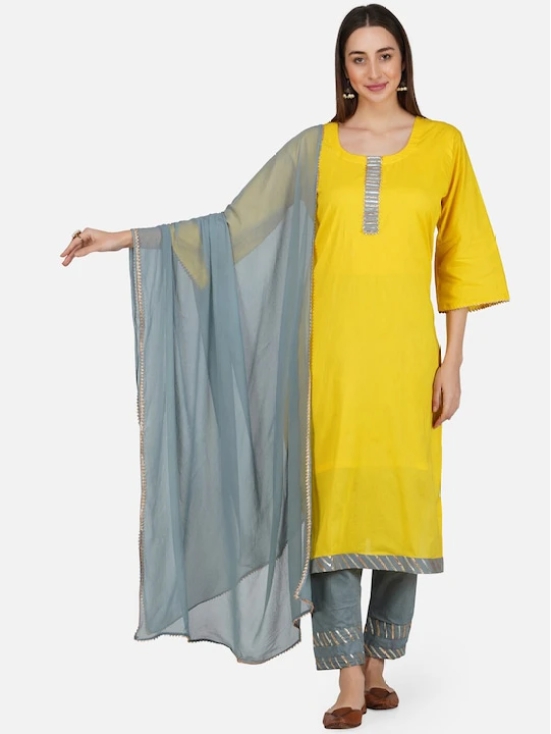 Gotta Patti Pure Cotton Kurta with Trousers & Dupatta