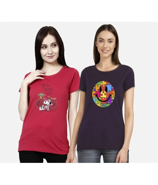 CHOZI - Multi Color Cotton Regular Fit Womens T-Shirt ( Pack of 2 ) - None