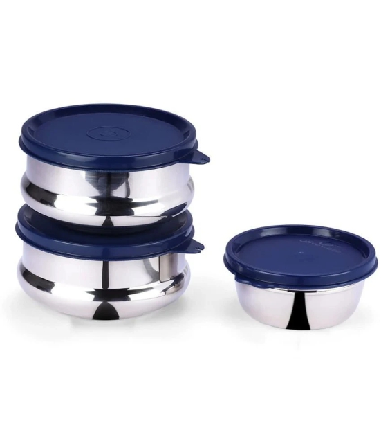 Oliveware Steel Blue Food Container ( Set of 3 ) - Blue