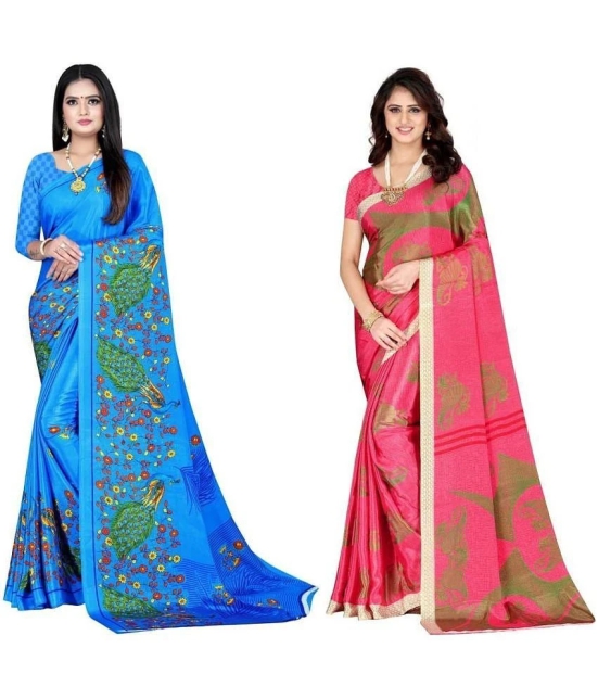 LEELAVATI - Multicolor Crepe Saree With Blouse Piece ( Pack of 2 ) - Multicolor