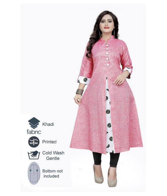 Rangrasiya - Pink Cotton Blend Womens Flared Kurti - M