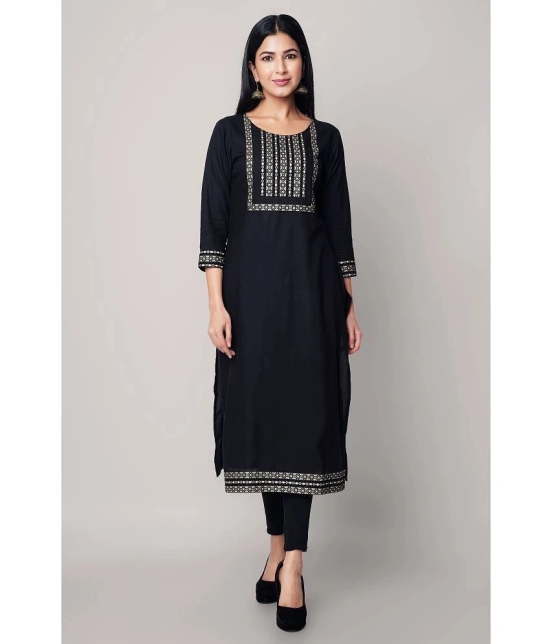 GOD BLESS - Black Rayon Womens Straight Kurti ( Pack of 1 ) - None