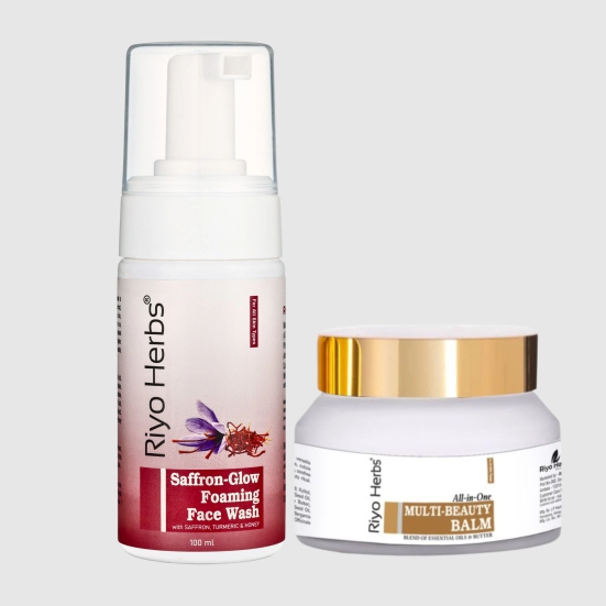 Saffron Glow Foaming Facewash & All in one Beauty Balm Combo