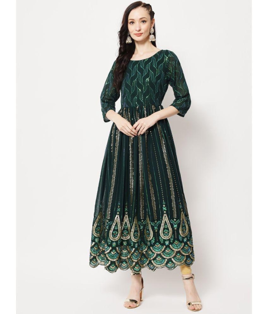 Estela - Green Straight Georgette Womens Stitched Ethnic Gown ( Pack of 1 ) - None