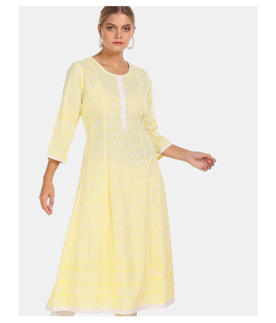 Anahi - Yellow Cotton Women's Flared Kurti ( Pack of 1 ) - XXL