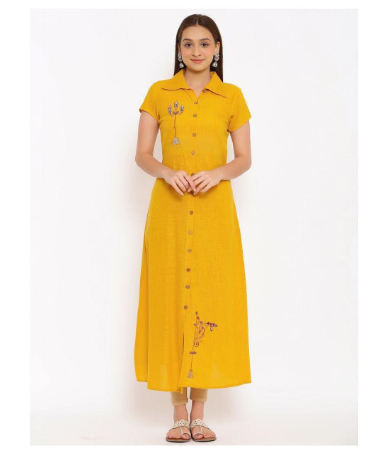 FabbibaPrints - Yellow Cotton Women's Flared Kurti ( ) - M