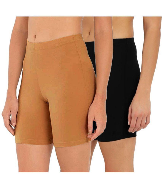 Outflits Multi Cotton Solid Shorts - Pack of 2 - XXL