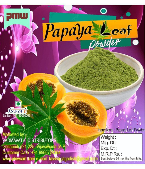 Papaya Leaf Powder - Carica Papaya - 100 Gm - Rich in fiber Vitamin C Good for Digestion Supports Immunity & Weight Management - 100% Natural - Useful for Digestion and Increasing Platelets