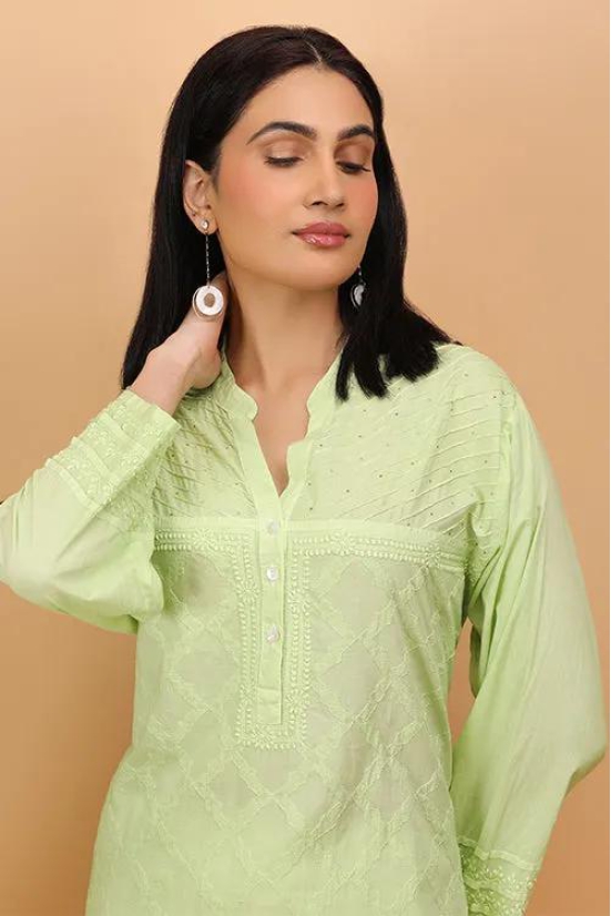 Shwet Women Green Chikankari Kurta - 255-M