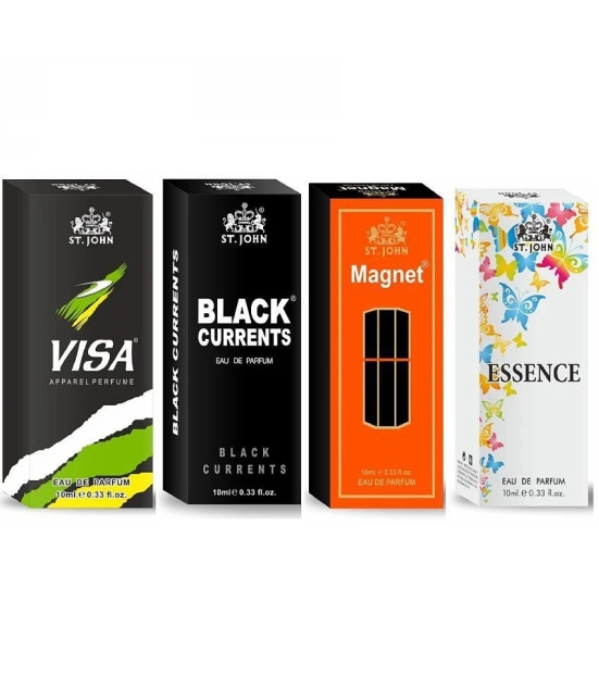 ST.JOHN Cobra Black Curret,Magnet,Visa & Essance Pocket Perfume for Men 10 ml ( - Pack of 4 )