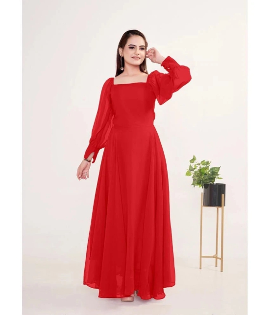 JASH CREATION - Red Georgette Womens Gown ( Pack of 1 ) - None