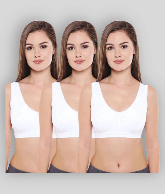 Bodycare Cotton Lycra Sports Bra - White - 36B