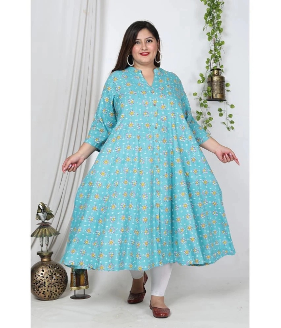 Swasti Cotton Blend Printed Flared Womens Kurti - Blue ( Pack of 1 ) - None