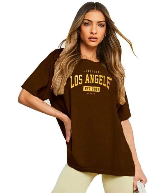 Leotude - Brown Cotton Blend Oversized Womens T-Shirt ( Pack of 1 ) - None