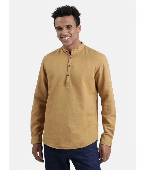 IVOC Khaki Cotton Blend Mens Shirt Style Kurta ( Pack of 1 ) - None